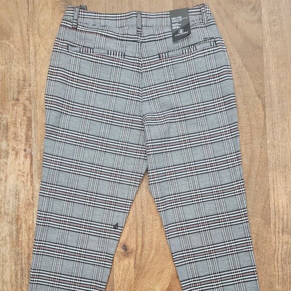 Y2K Volcom Frochickie Pants Women 30x27 Gray Plaid High Rise Ankle Fit NWT - Picture 8 of 8